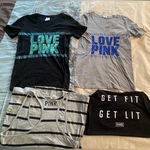 PINK bundle of t shirts and tank tops